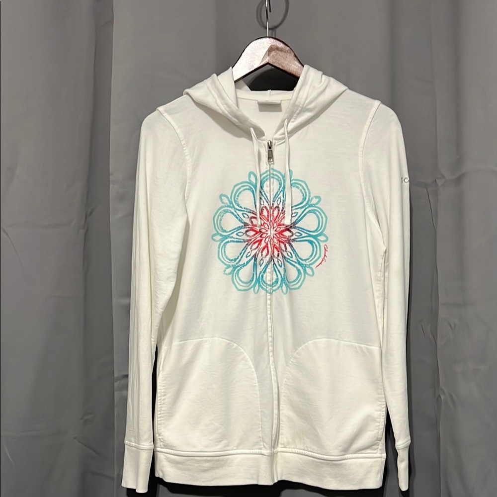 Columbia lightweight White Hoodie with Floral Design